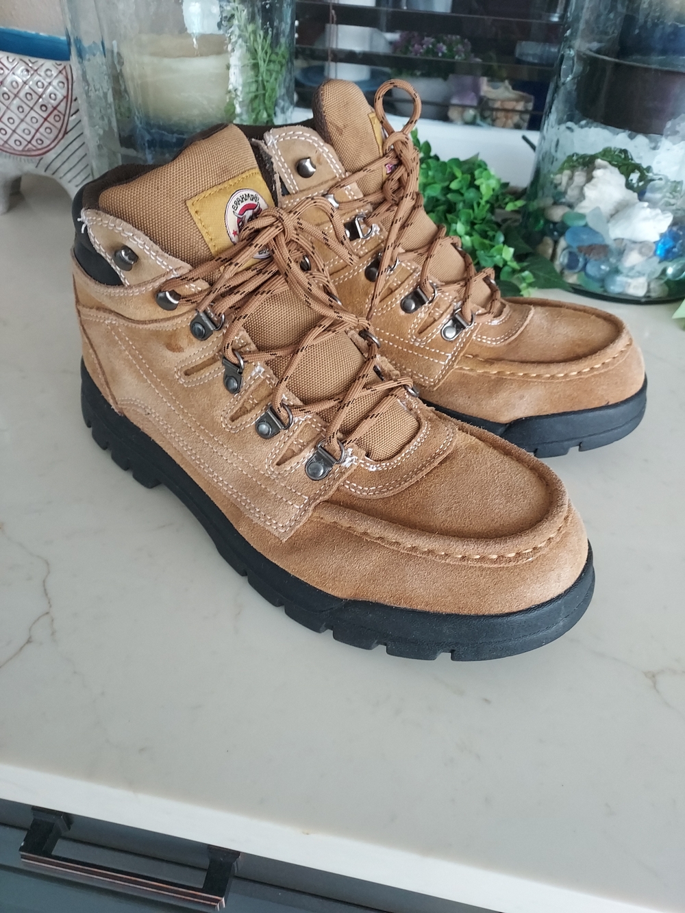 Brahma Tan Suede Steel Toe: Oil & Slip Resistant Sole Work Boots.Sz 12M.